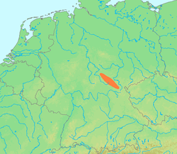 Carte de localisation des monts de Thuringe
