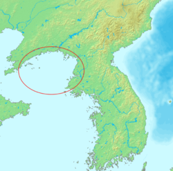 Carte de localisation du golfe de Corée