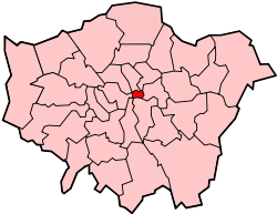 Carte de localisation du district dans le Grand Londres.