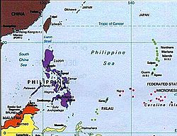 Carte de la mer des Philippines.