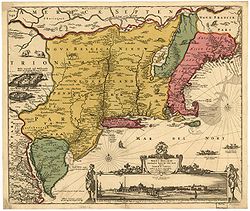 Localisation des Nouveaux-Pays-Bas en 1685