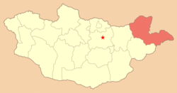 Dornod aïmag sur une carte de la Mongolie