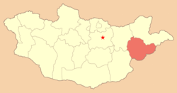 Sühbaatar aïmag sur une carte de la Mongolie
