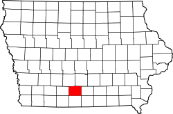 Map of Iowa highlighting Clarke County.svg