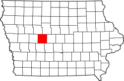 Map of Iowa highlighting Greene County.svg