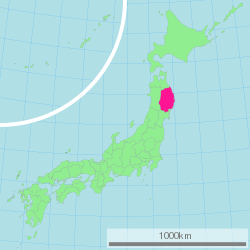 Carte du Japon avec la Préfecture d'Iwate mise en évidence