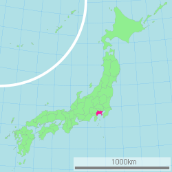 Carte du Japon avec la Préfecture de Kanagawa mise en évidence
