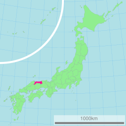 Carte du Japon avec la Préfecture de Tottori mise en évidence