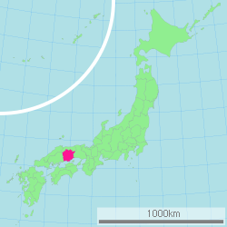 Carte du Japon avec la Préfecture d'Okayama mise en évidence