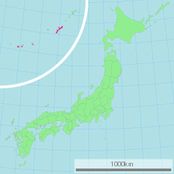 Carte du Japon avec la Préfecture d'Okinawa mise en évidence