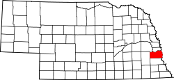 Map of Nebraska highlighting Cass County.svg