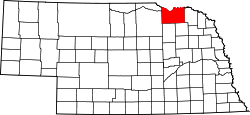 Map of Nebraska highlighting Knox County.svg