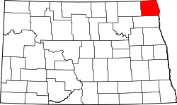 Map of North Dakota highlighting Pembina County.svg