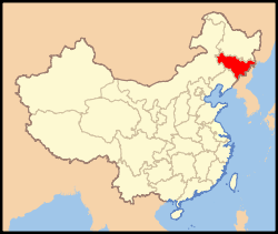 Carte indiquant la localisation du Jilin (en rouge) à l'intérieur de la Chine
