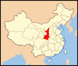 Carte indiquant la localisation du Shaanxi (en rouge) à l'intérieur de la Chine
