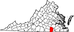 Map of Virginia highlighting Brunswick County.svg