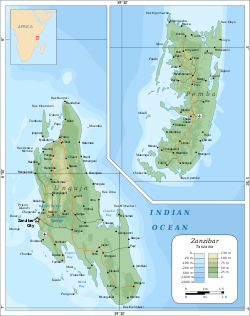Carte de l'État de Zanzibar.