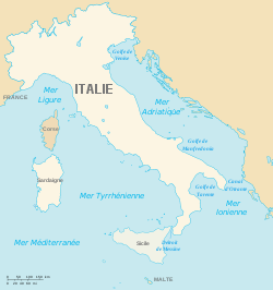 Position de la mer Ligure sur les côtes italiennes