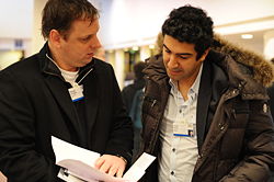Michael Arrington (à gauche) et Tariq Krim au forum de Davos 2008