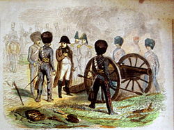 Napoleon and Guard artillerymen at the battle of Montmirail.jpg