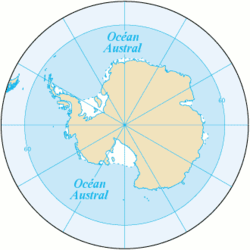 Carte de l'océan Austral.