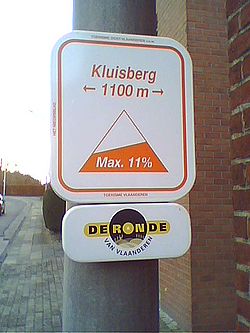 Panneau du Tour des Flandres situé en bas du Kluisberg