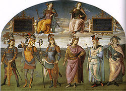 Perugino, Fortitude and Temperance with Six Antique Heroes 00.jpg