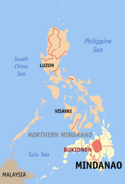 Localisation de la province de Bukidnon (en rouge) dans les Philippines.