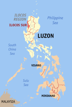 Localisation de la province de Ilocos Sur (en rouge) dans les Philippines.