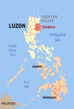 Localisation de la province d'Isabela (en rouge) dans les Philippines.