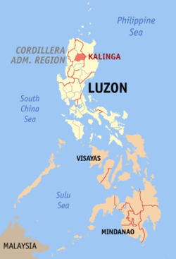 Localisation de la province de Kalinga (en rouge) dans les Philippines.