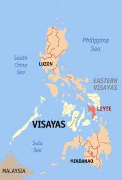 Localisation de la province de Leyte (en rouge) dans les Philippines.