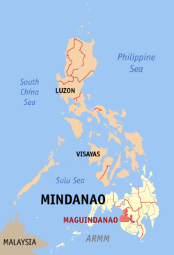 Localisation de la province de Maguindanao (en rouge) dans les Philippines.