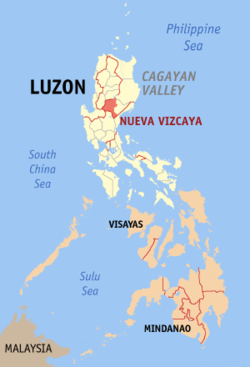 Localisation de la province de Nueva Vizcaya (en rouge) dans les Philippines.