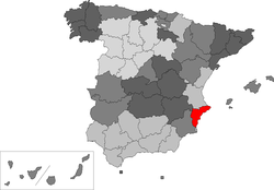 Situation de la province d'Alicante