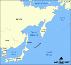 Carte de la mer d'Okhotsk.