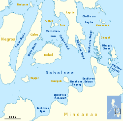 Carte de la mer de Bohol.