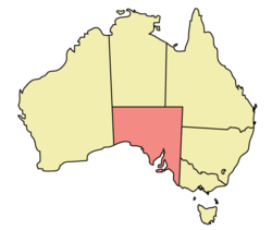 Localisation de l'Australie-Méridionale (en rouge) à l'intérieur de l'Australie