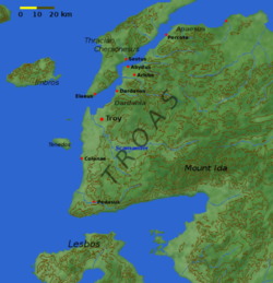 Carte de localisation du mont Ida.