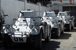 Des Ferrets de l'armée népalaise participant à l’UNOSOM à Mogadiscio, en Somalie (1993)