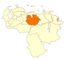 Localisation de l'État de Guárico
