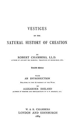 Page de titre de la 12e édition de Vestiges of the Natural History of Creation (1884)