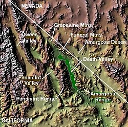 Carte topographique où figure la Panamint Range