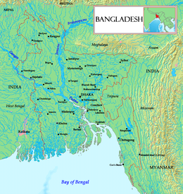 Carte des cours d'eau principaux au Bangladesh.