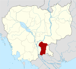 Localisation de la province de Prey Veng au Cambodge.