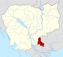 Localisation de la province de Svay Rieng au Cambodge.