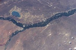 Le lac Pellegrini vu par satellite