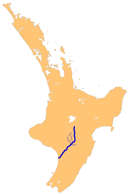 Le Taieri et ses affluents sur une carte de l'île du Sud.