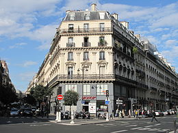 Place Kossuth vers le Nord. Sur la gauche, la rue de Maubeuge ; sur la droite, la rue de Châteaudun.
