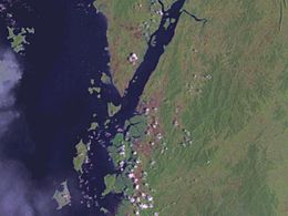 photo satellite de l'embouchure de la Kraburi